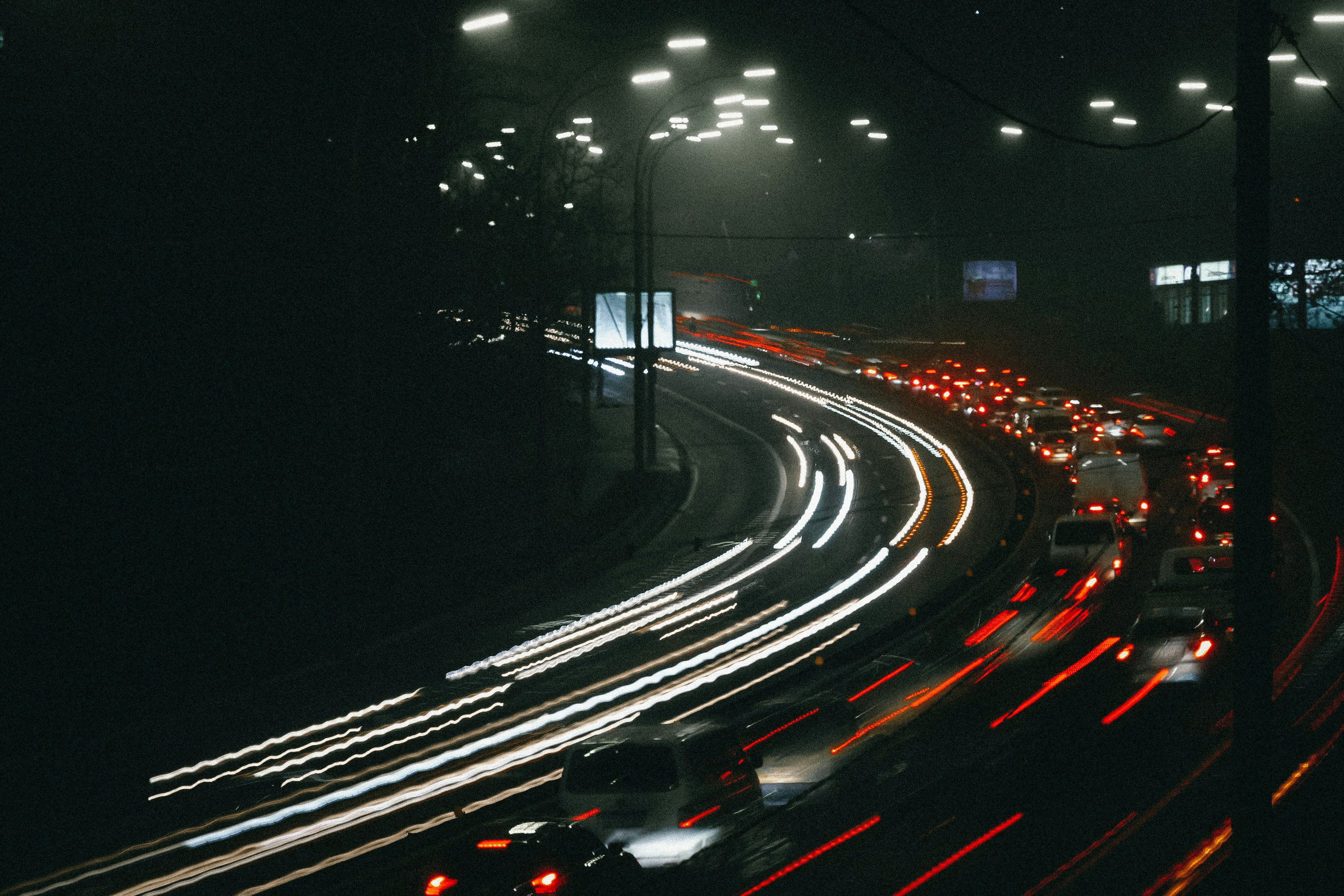 cars on road during night time